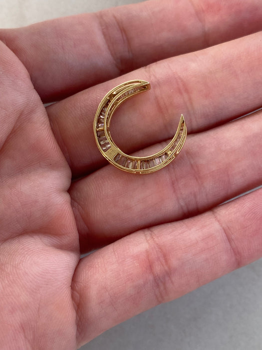 Vintage 18K Diamond Crescent Moon Slider Charm