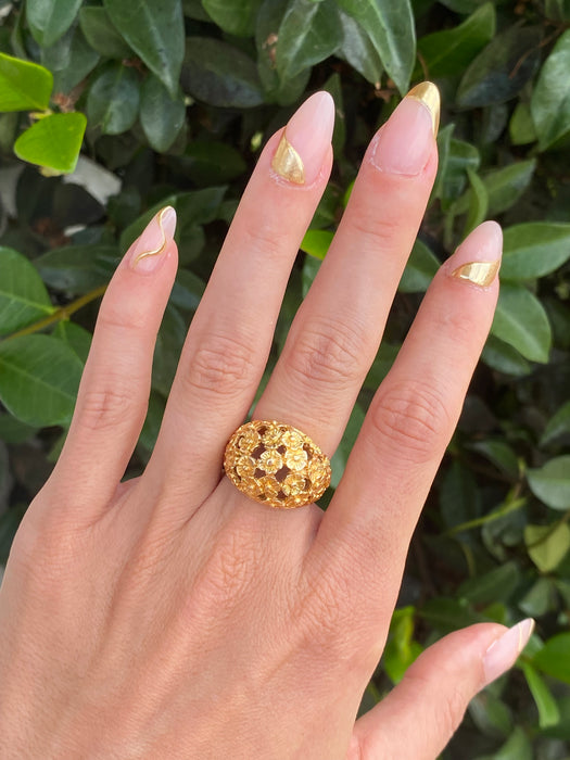 14k flower bombe ring size 5