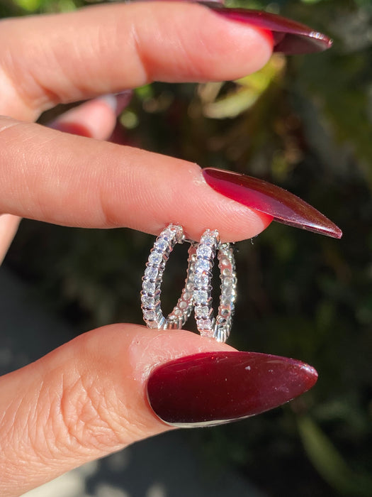 Platinum 1 carat diamond hoop earrings