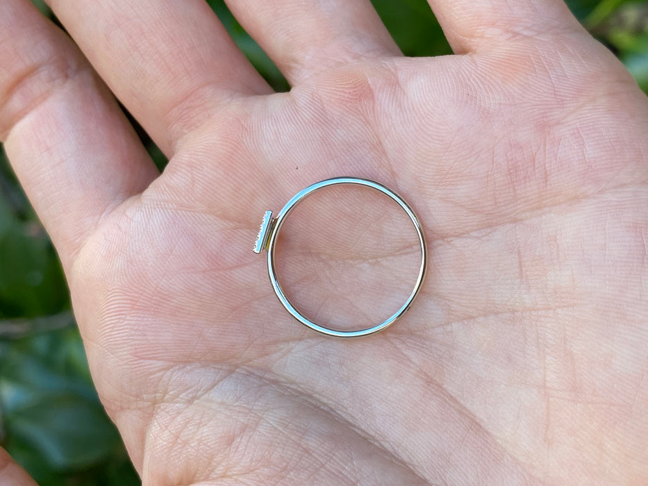 14k white gold diamond triangle ring size 6.5