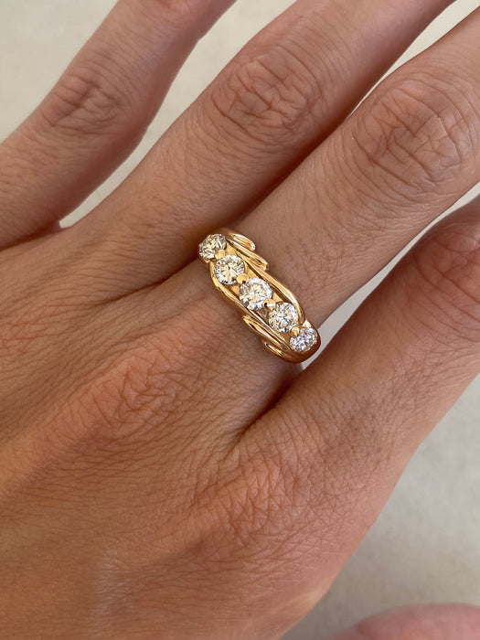 Vintage 18K Rose Gold Diamond Ring