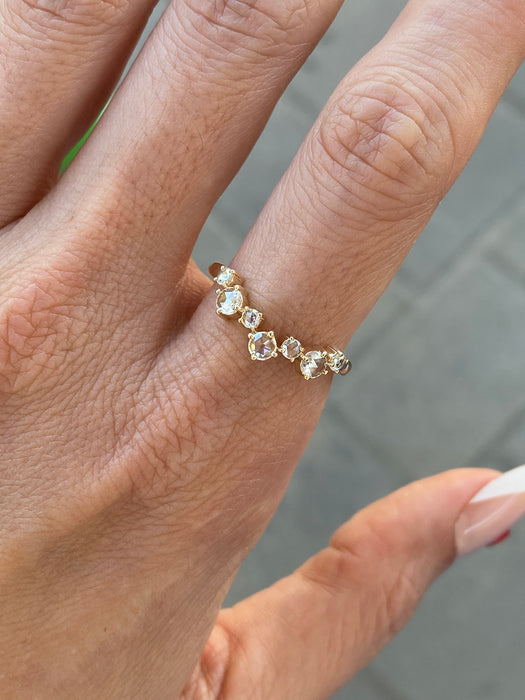 14K Gold Rose Cut Lab Diamond Chevron Ring