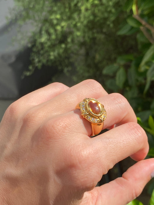 18k cabochon citrine diamond ring size 6