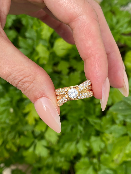 Vintage 18K Gold Diamond Multi Band Ring – 1.15 TCW Natural Diamonds