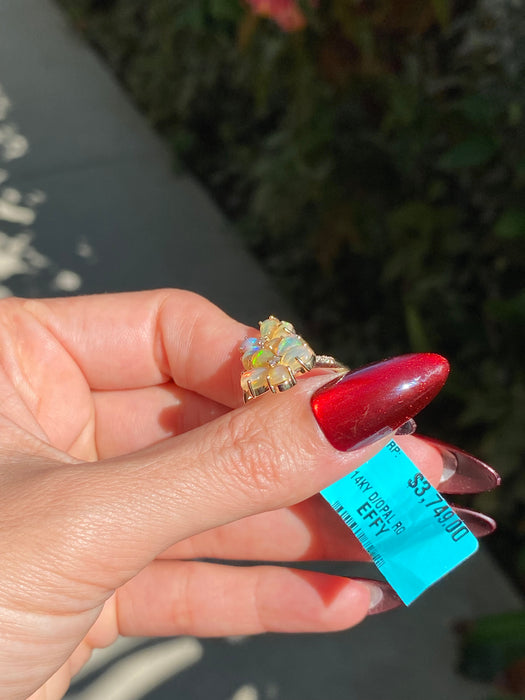 14k opal flower diamond ring size 7.25