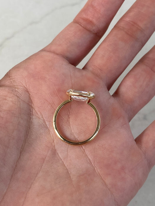 14K Step-Cut Lab Diamond Oval Ring