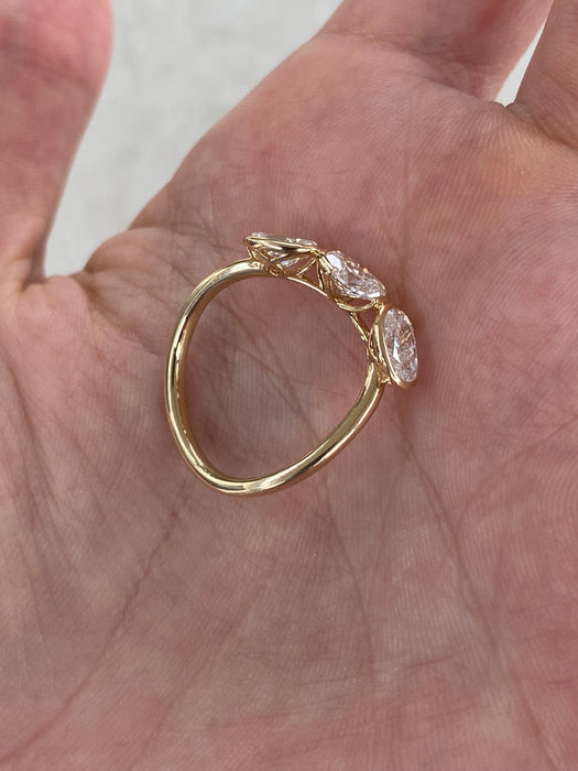 14K Gold Three Oval Lab Diamond Ring | 1.63 TCW