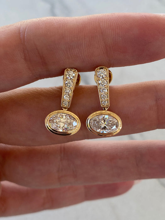 14K 2.4 TCW Lab Diamond Oval Earrings- IGI Certified