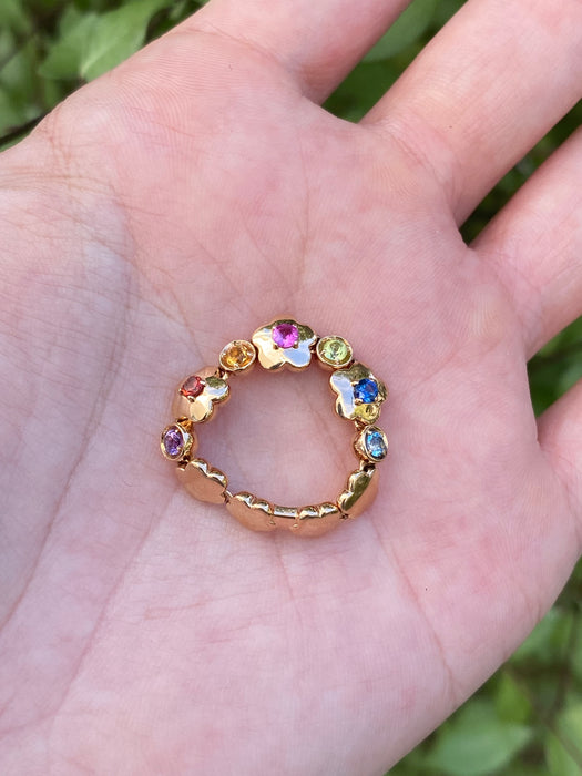 18k rose gold flower flexible ring size 7