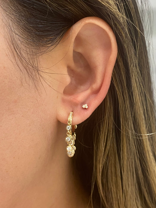 14K Gold Graduated Lab Diamond Flat Back Stud Earring- Single