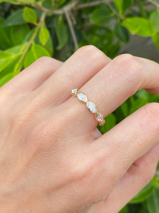 14K Bezel Set Marquise Lab Diamond Stacking Ring