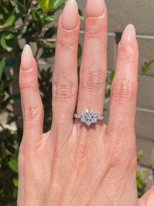 Vintage Platinum 900 Diamond Flower Ring – 1.00 TCW Natural Diamonds – Size 5.75