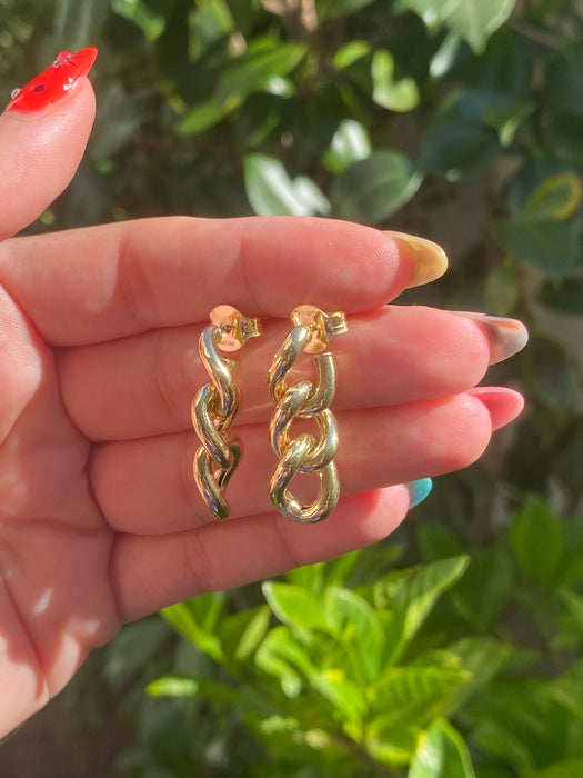 14k puffy curb earrings