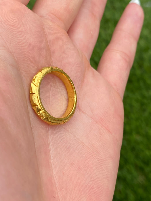 Vintage 24k Pure Gold Engraved Eternity Ring
