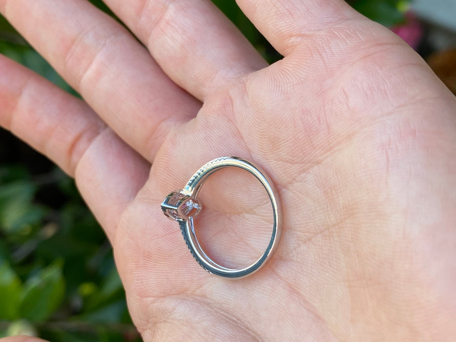 18k white gold ruby diamond marquise ring size 6.75