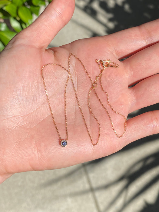 18k rose gold London blue topaz necklace