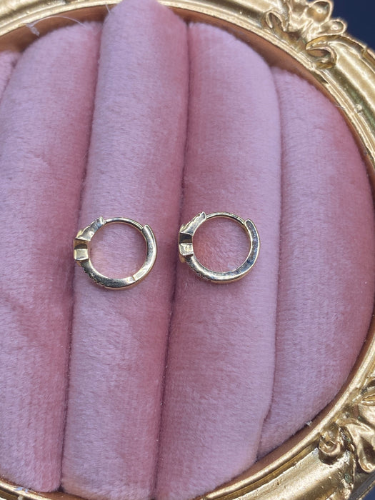 14k blue enamel diamond star Huggie earrings