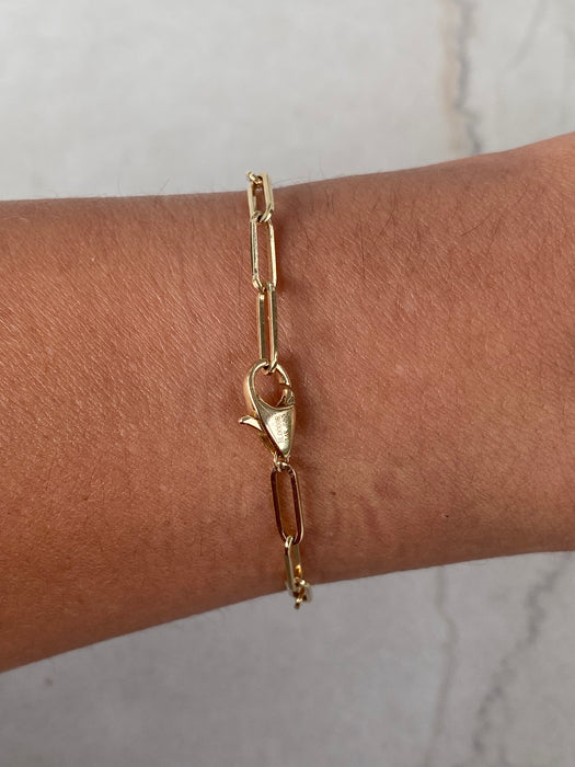 14K Rainbow Sapphire & Paperclip Bracelet