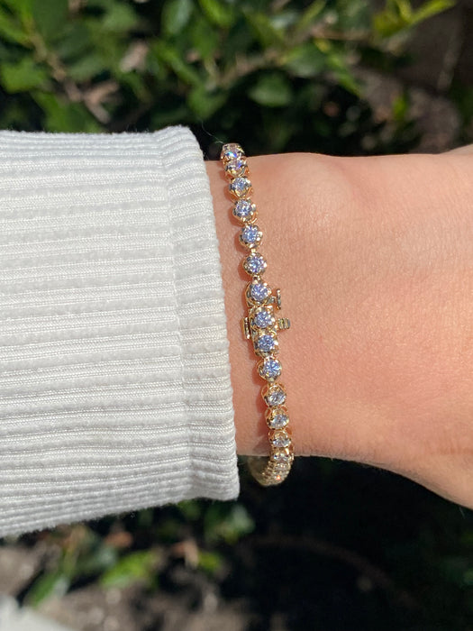 14K Gold Lab Diamond Tennis Bracelet – 2.3 TCW Cupcake Setting, 7”