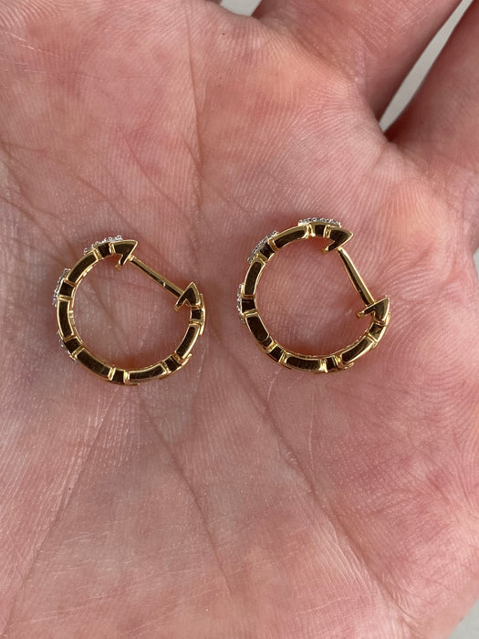 14K Two-Tone Gold Diamond Mariner Huggie Earrings