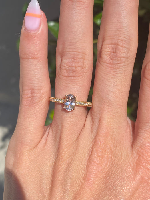 14k morganite diamond ring size 6.25