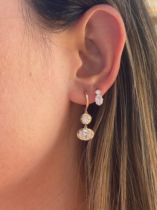 14K Gold Lab Diamond Drop Huggie Earrings