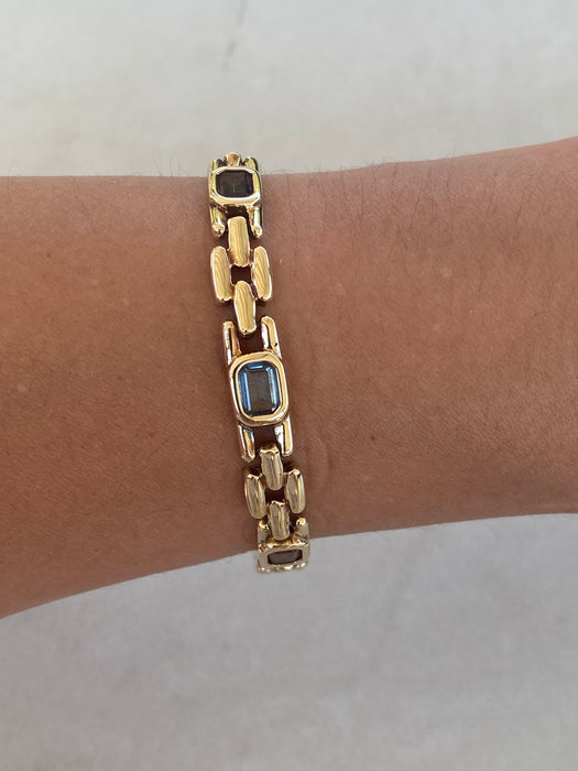 Vintage 14K Panther Link Gemstone Bracelet