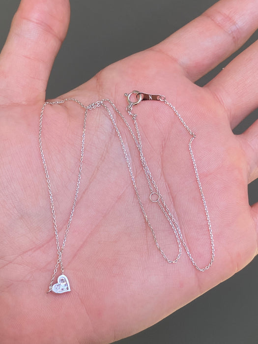 Platinum diamond heart necklace 16”