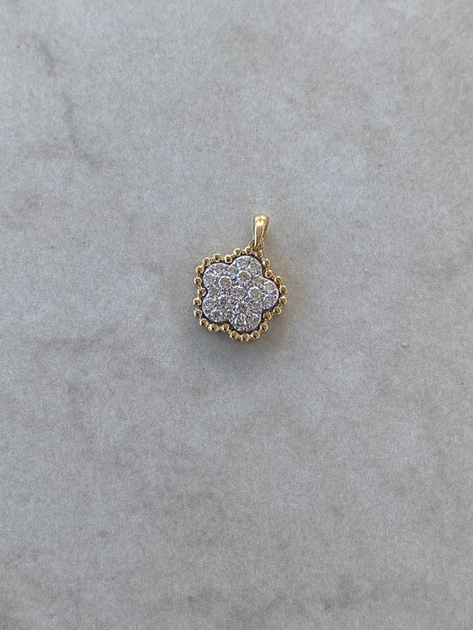 18K Gold Natural Diamond Flower Charm