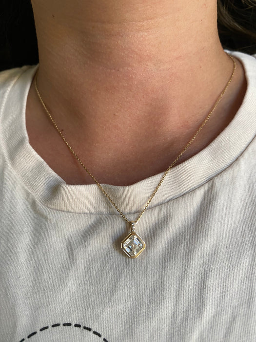 14K Gold 2.06 CTW Lab-Grown Asscher Cut Diamond Pendant | IGI Certified