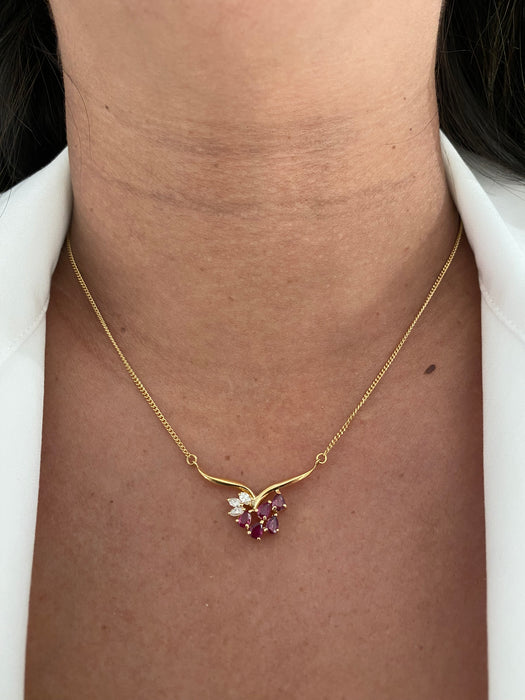 18k ruby diamond necklace 16” or 17.5”