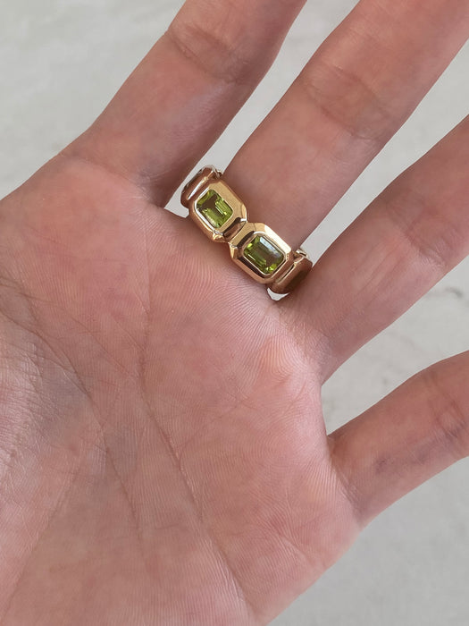 14K Gold Bezel-Set Peridot Eternity Ring