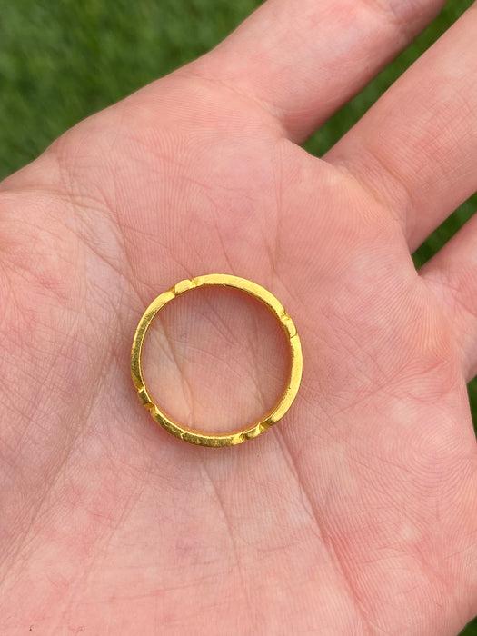 Vintage 24k Pure Gold Diamond Cut Eternity Ring