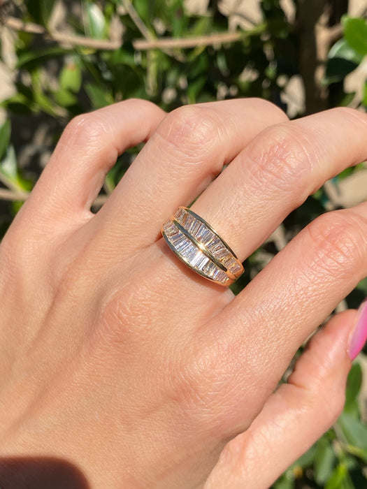 Vintage 18K Gold Double Baguette Diamond Ring – 1.52 TCW Diamonds, Size 6.5