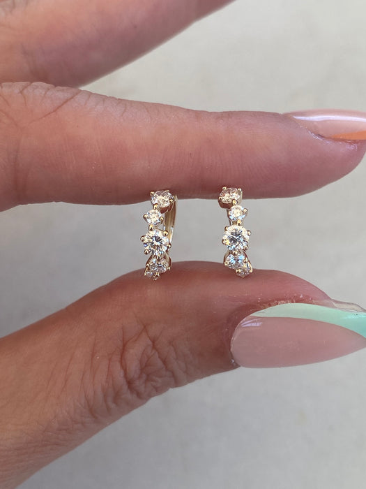 14K 0.62 TCW Graduated Lab Diamond Huggies