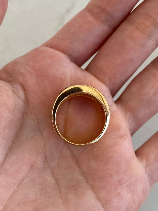 Vintage 18K Gold Ruby Heart & Diamond Ring