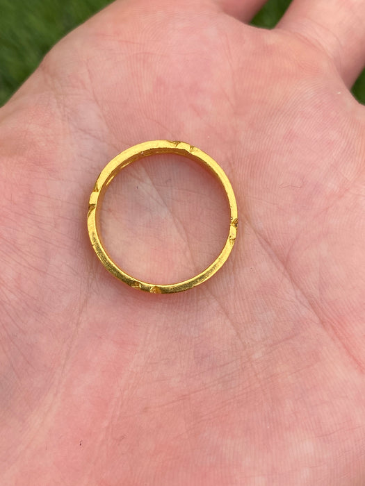 Vintage 24k Pure Gold Diamond Cut Eternity Ring