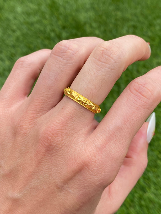 Vintage 24k Pure Gold Engraved Eternity Ring