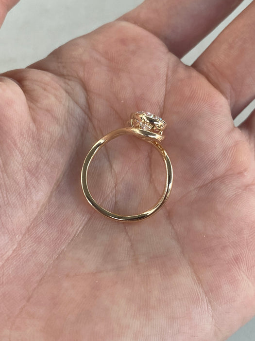 14K 2 Carat Wavy Oval Lab Diamond Ring