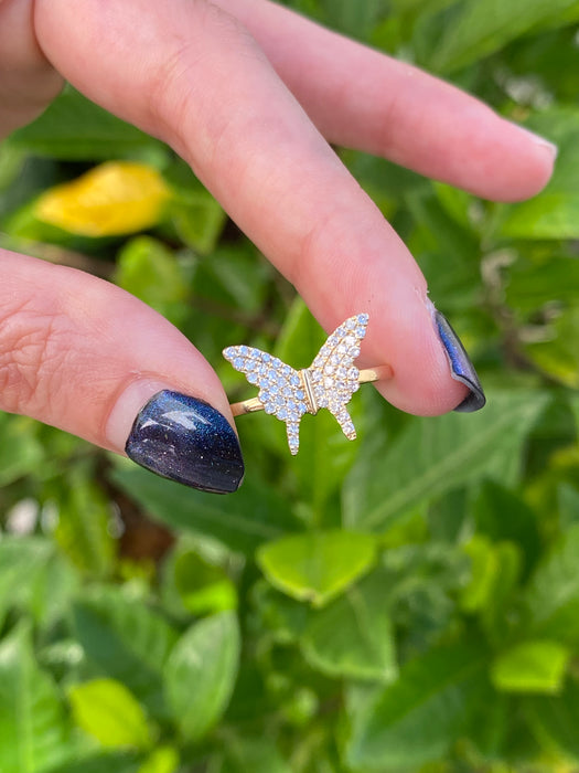 14k diamond butterfly ring size 6.75