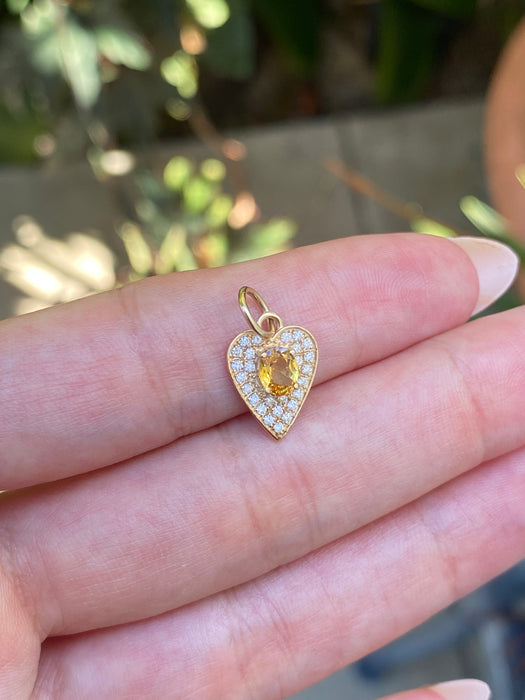 14k diamond gemstone heart pendant charm
