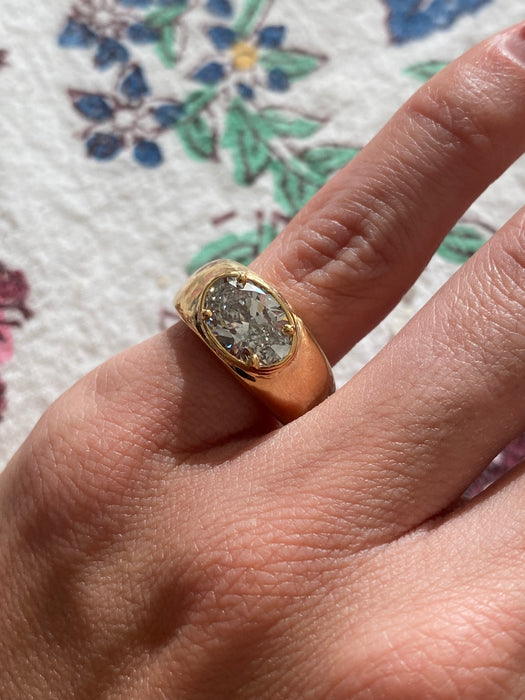 Blossom- 14k lab 2 carat oval east to west diamond ring size 7