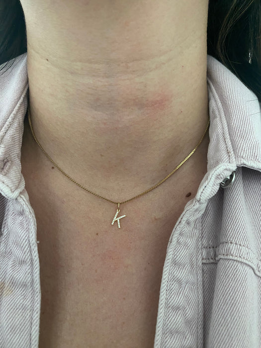 14k Gold Diamond Initial Pendant Charms – Natural Diamond Letter Jewelry