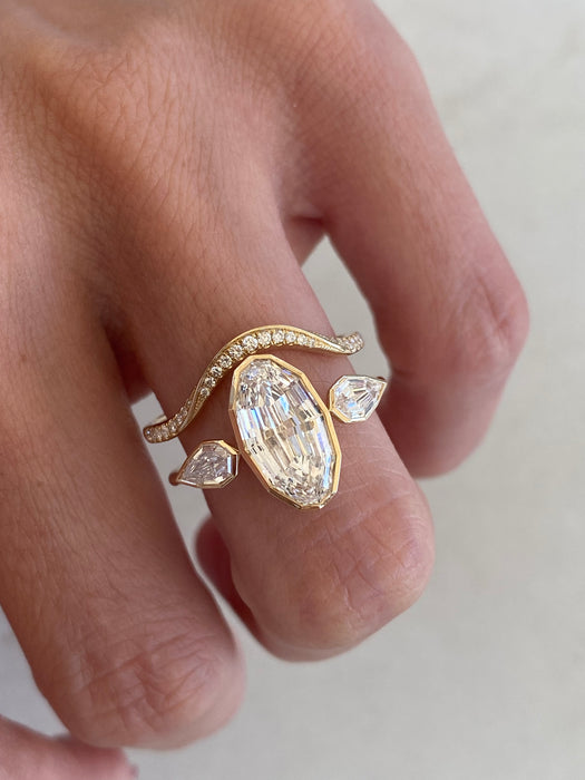 14K Gold Lab Diamond Chevron Ring