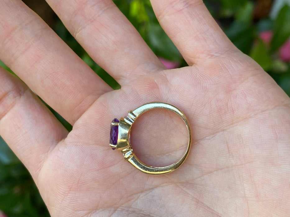 14k amethyst diamond ring size 5.75
