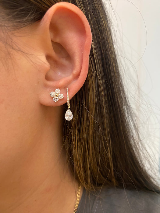 14k 1 carat lab diamond flower stud earrings