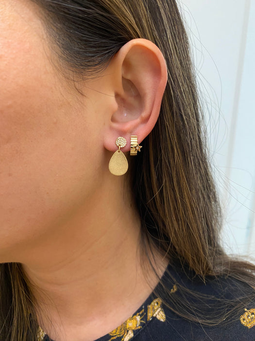 14k glitter disc diamond earrings