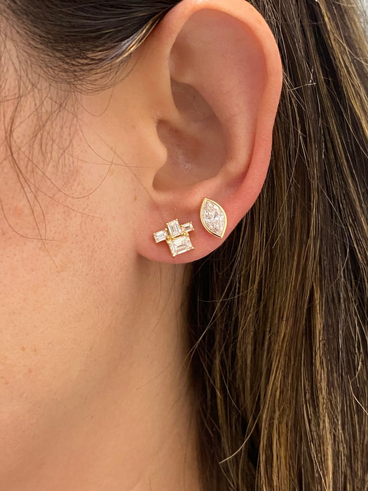 14K Gold Bezel Set Marquise Cut Lab Diamond Stud Earrings – 1.50 CTW