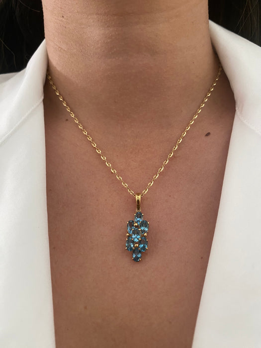 14k blue topaz cluster charm