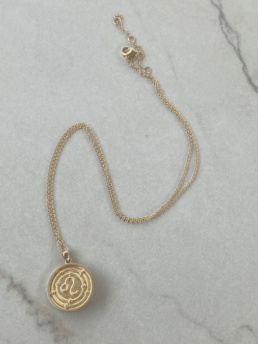 14K Leo Lion Rolo Chain Necklace
